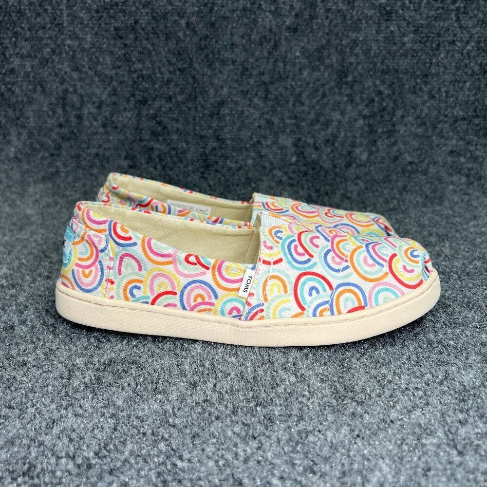 Toms Rainbow Print Shoes‎ Girl's 2 Cream Colorful Slip On Comfort Casaul Loafers